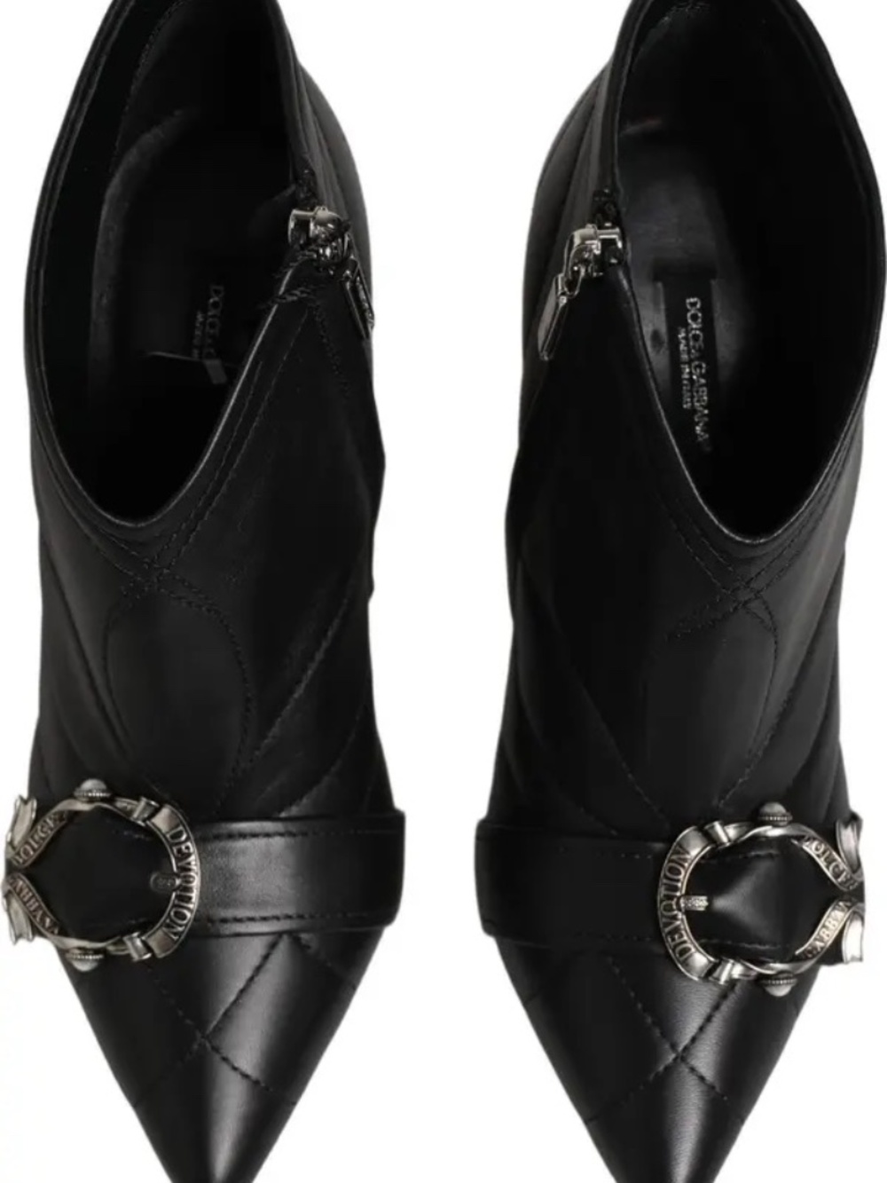 NIB! Dolce & Gabbana Black Devotion Quilted Buckled Boots Shoes EU Size 39